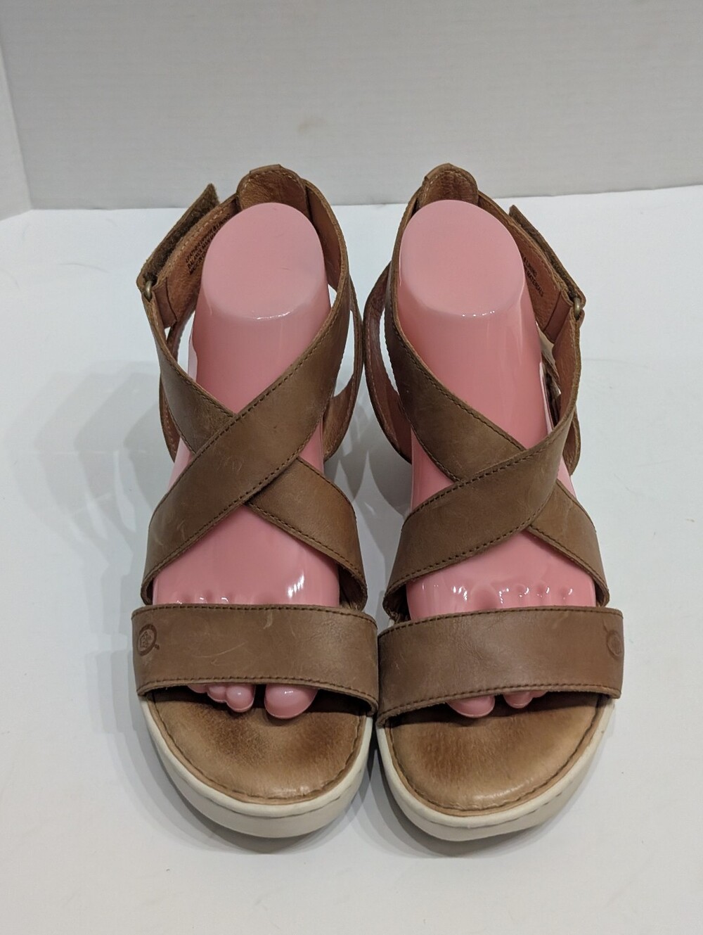 Born Women's 10 Deshka Ankle Strap Platform Sandals Brown Leather